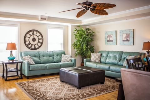 Spacious living room with a sofa and a sleeper sofa