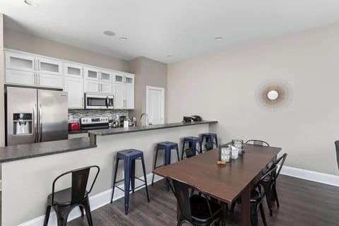 Order in local cuisine or whip up your favorite meals, either way, our dining set up has ample seating to accommodate every one in the group.