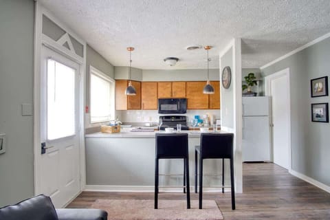 This tabletop/bar doubles as work and dining space.