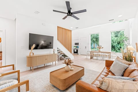 Main floor is equipped with 65” Smart TV and many board games for entertainment.