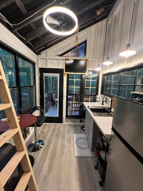 Kitchen with modern farm house lighting