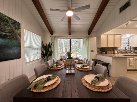 Furniture, Table, Indoors, Ceiling Fan, Dining Room