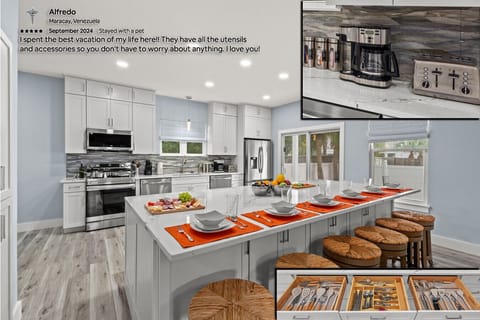 Prepare delicious meals in a sleek kitchen with two dishwashers and a full set of utensils. You`ll have everything you need for a comfortable stay.