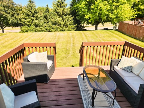Back yard has a storage shed and garden, for those staying long enough to plant!
