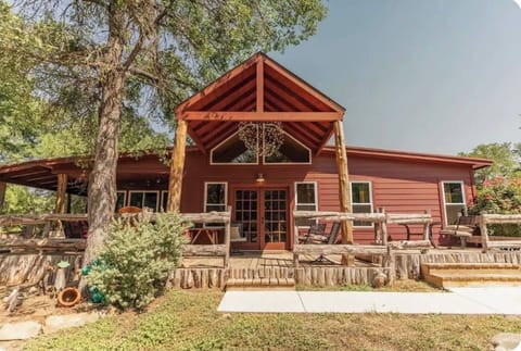 Main log house from the backyard