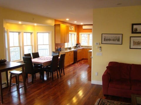 open concept. Living room, dining area, and kitchen