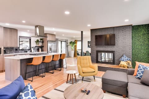 View from the entry stairs into the main floor living room.