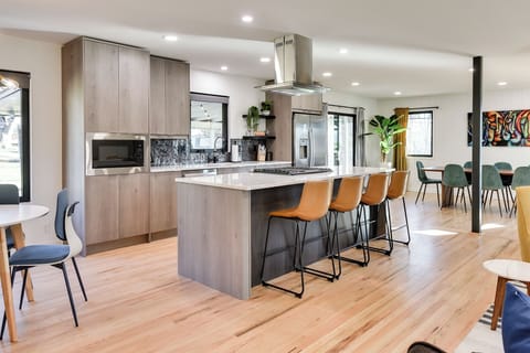 Well equipped kitchen with center island. Seats 4.