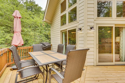 Cabin Exterior | Furnished Deck | Dining Area