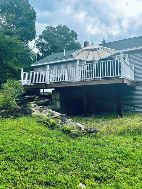 View from the trail looking at the back deck.