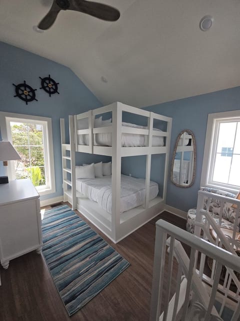 upstairs loft with 2 full size bunk beds