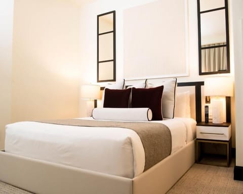 Stretch out comfortably with elegant styling and soft bedside glow.