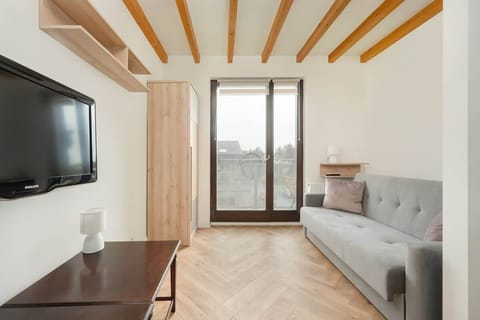 Relax in the stylish living room with a comfortable sofa and modern decor.