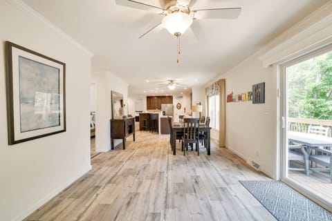 Main floor access to upper deck and guest room wing 