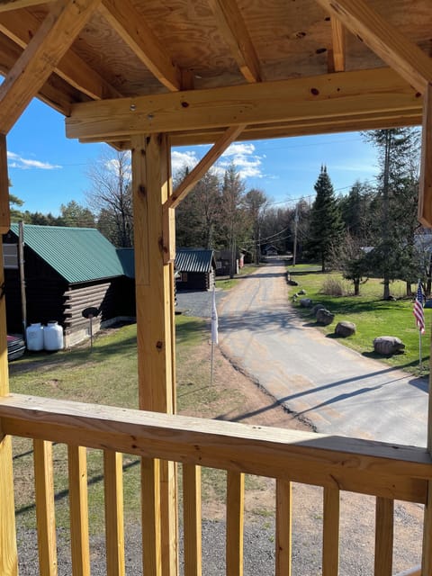 From private covered deck looking down the lane towards Long Pond Road