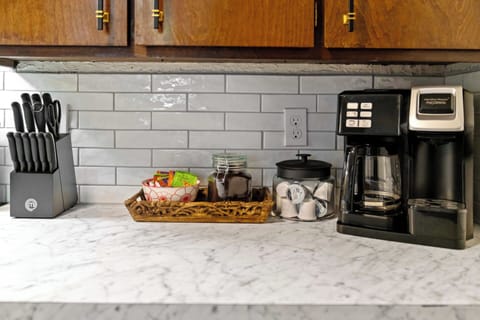 Well stocked coffee and tea nook