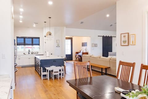 Open Kitchen, dining room living room concept.