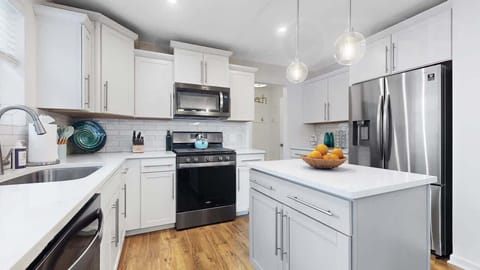 Modern kitchen with stainless steel appliances
