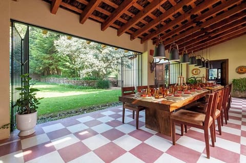 This dining area comes with a view and fresh air