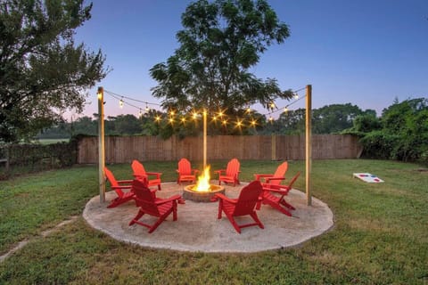 8 Adirondack chairs around the fire pit