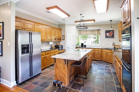 Indoors, Floor, Flooring, Kitchen, Refrigerator