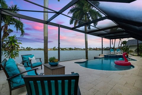 Catch the best sky painted sunset by the pool!