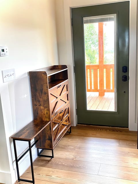 Front door with shoe cabinet
