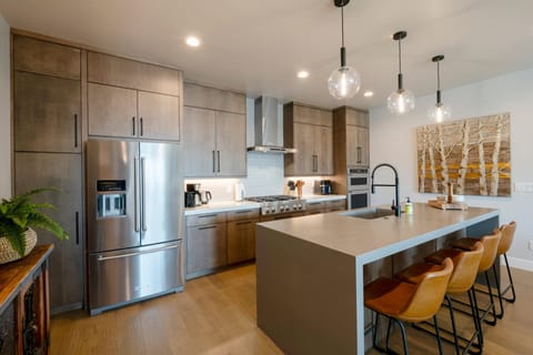 Kitchen with bar seating