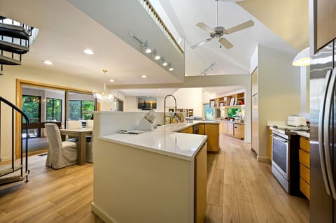 Cook in style in our modern kitchen, equipped with sleek stainless steel appliances!