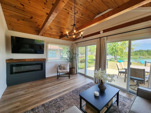 Living room with electric fireplace
