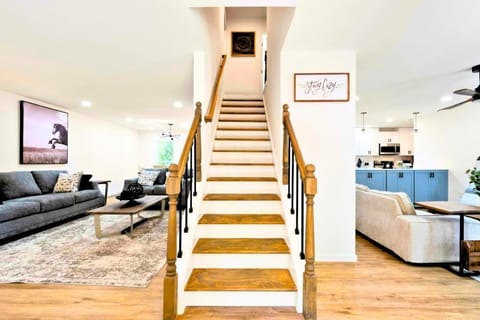 Make your way upstairs through this beautifully designed staircase.