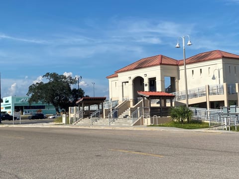 Courthouse road rest stop and city transit pickup. Within Walking distance.