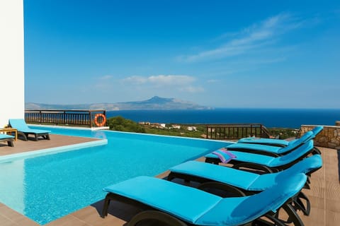 Panoramic Views from the Villa’s Private Pool Terrace Overlooking the Sea and Surrounding Hills
