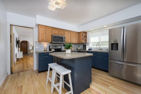 Full sized well stocked kitchen