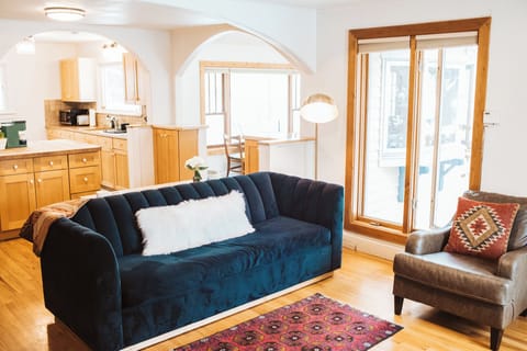 Upstairs, Living room No 1: Open, bright and airy layout with a sofa bed.