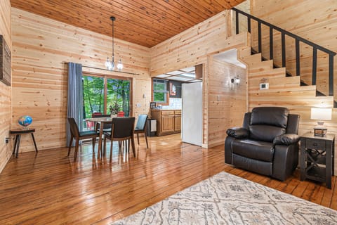 Open concept living room, dining room and kitchen