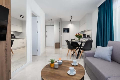 Stylish living room with coffe table.