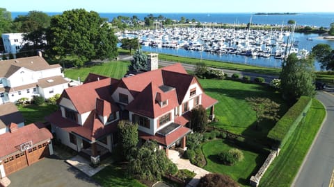 House at Compo Beach overlooking marina.