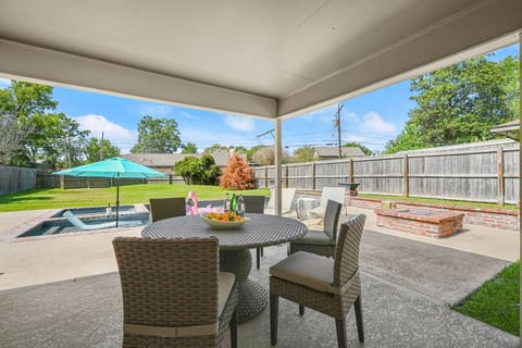 Your group won't want to leave the covered outdoor space with streaming TV!