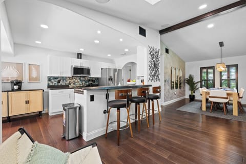 The kitchen is steps away from the dining area