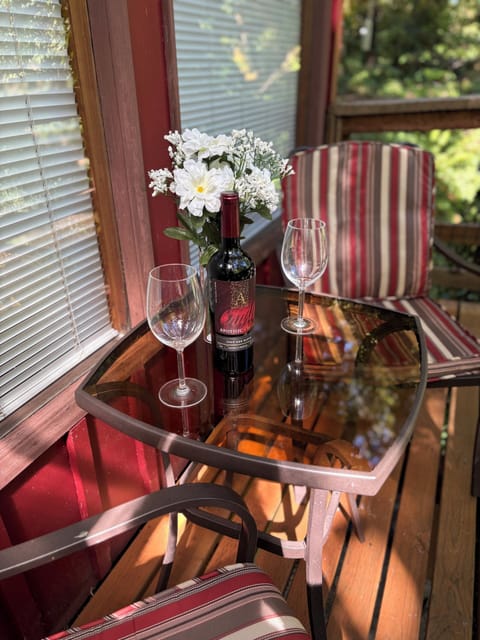 One of the two outdoor sets of furniture