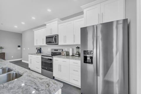 Kitchen with brand new stainless steel appliances