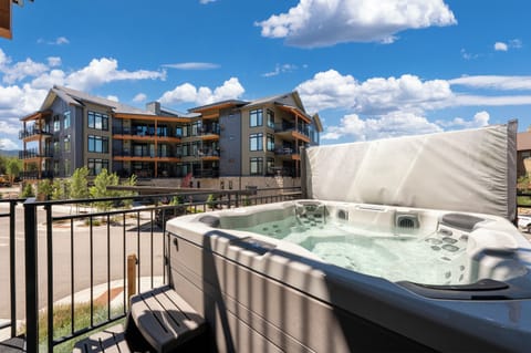 - Soak in the private hot tub while enjoying mountain Views only steps away from live music