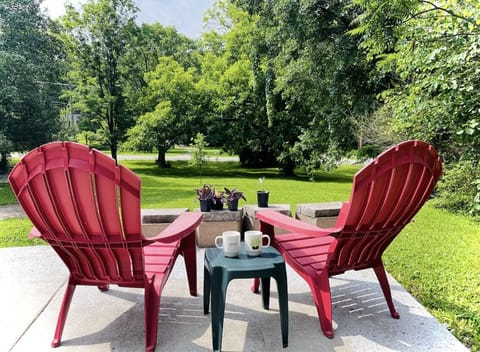 Your personal front porch chairs and view of the park like yard.