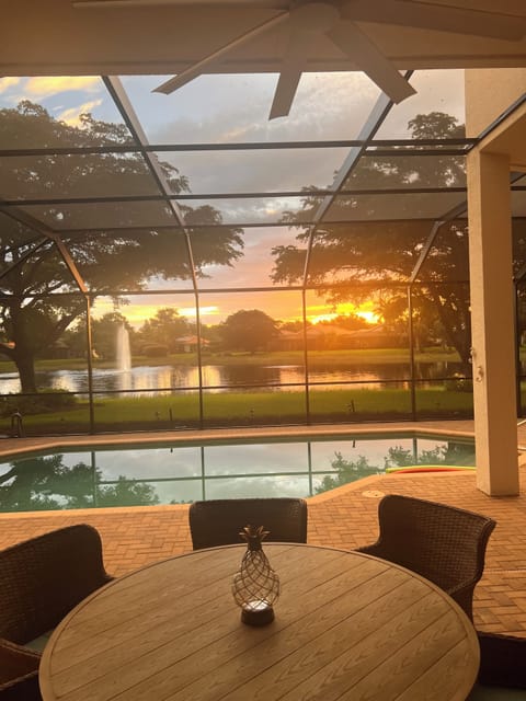 Beautiful sunset poolside