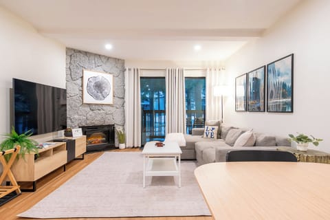 Room darkening curtains and electric fireplace