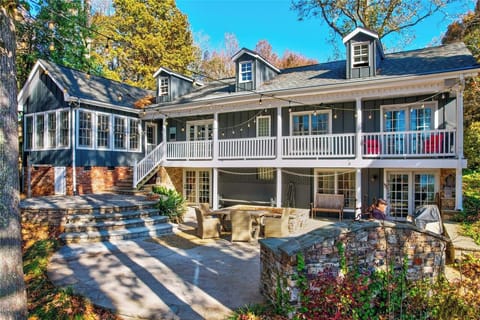 Enjoy the peacefulness of lakeside living on the back deck. 