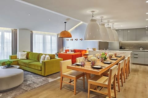 Each residence features bar seating