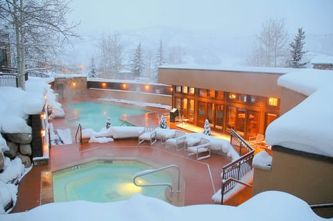Heated outdoor pool and two hot tubs