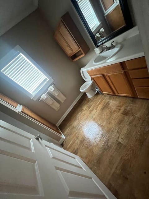 Bathroom with shower.